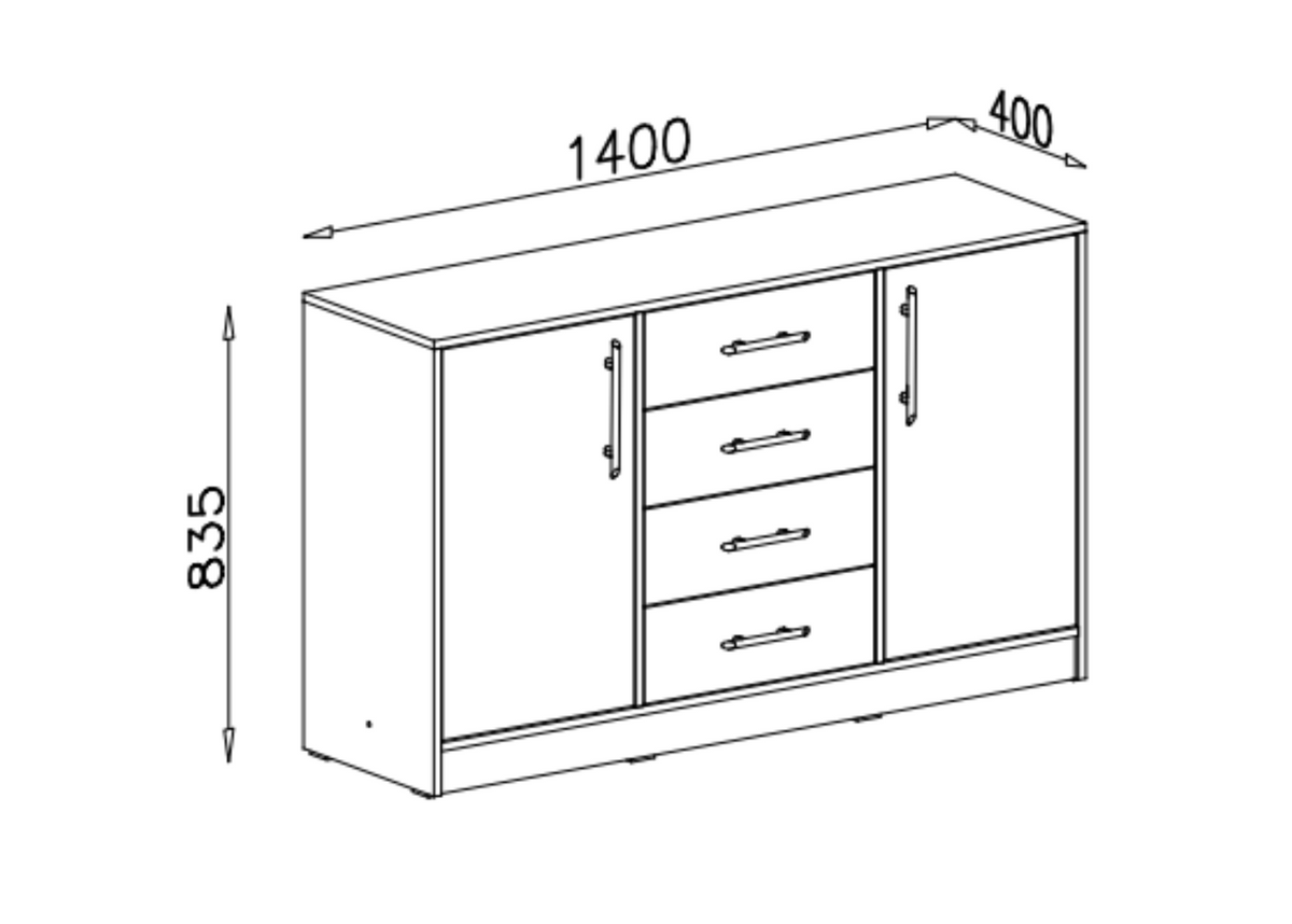 Komoda VENTO 140 cm Dąb sonoma + biały