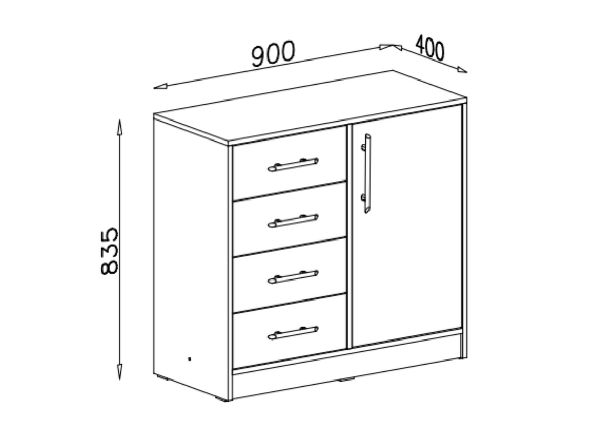 Komoda VENTO 90 cm Dąb sonoma + biały