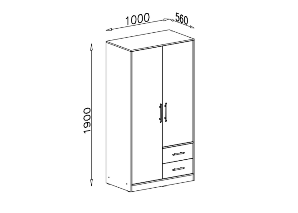 Szafa dwudrzwiowa VENTO z lustrem 100 cm Dąb sonoma + biały
