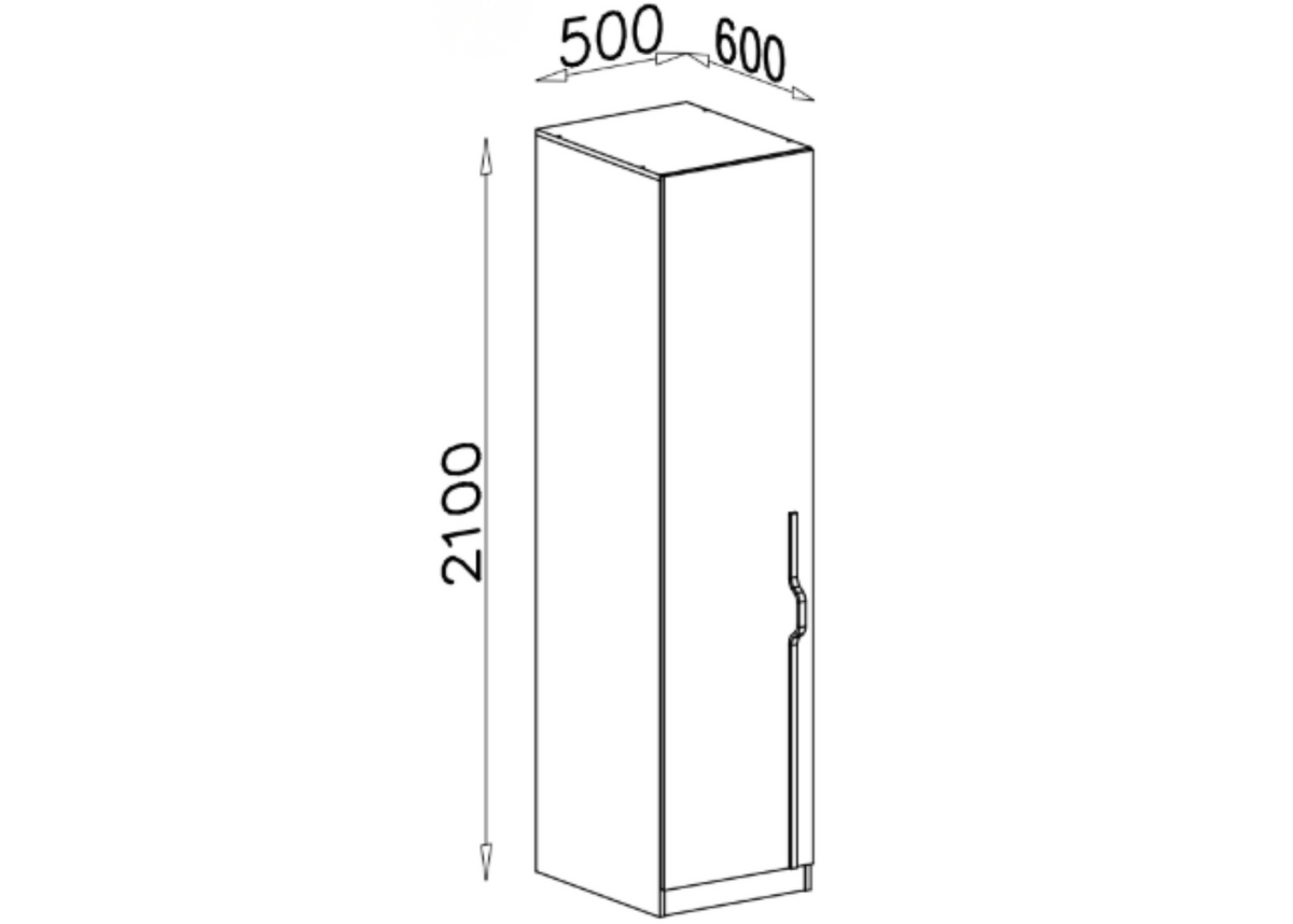 Szafa jednodrzwiowa ZIP 50 cm metalowy uchwyt Dąb cremona
