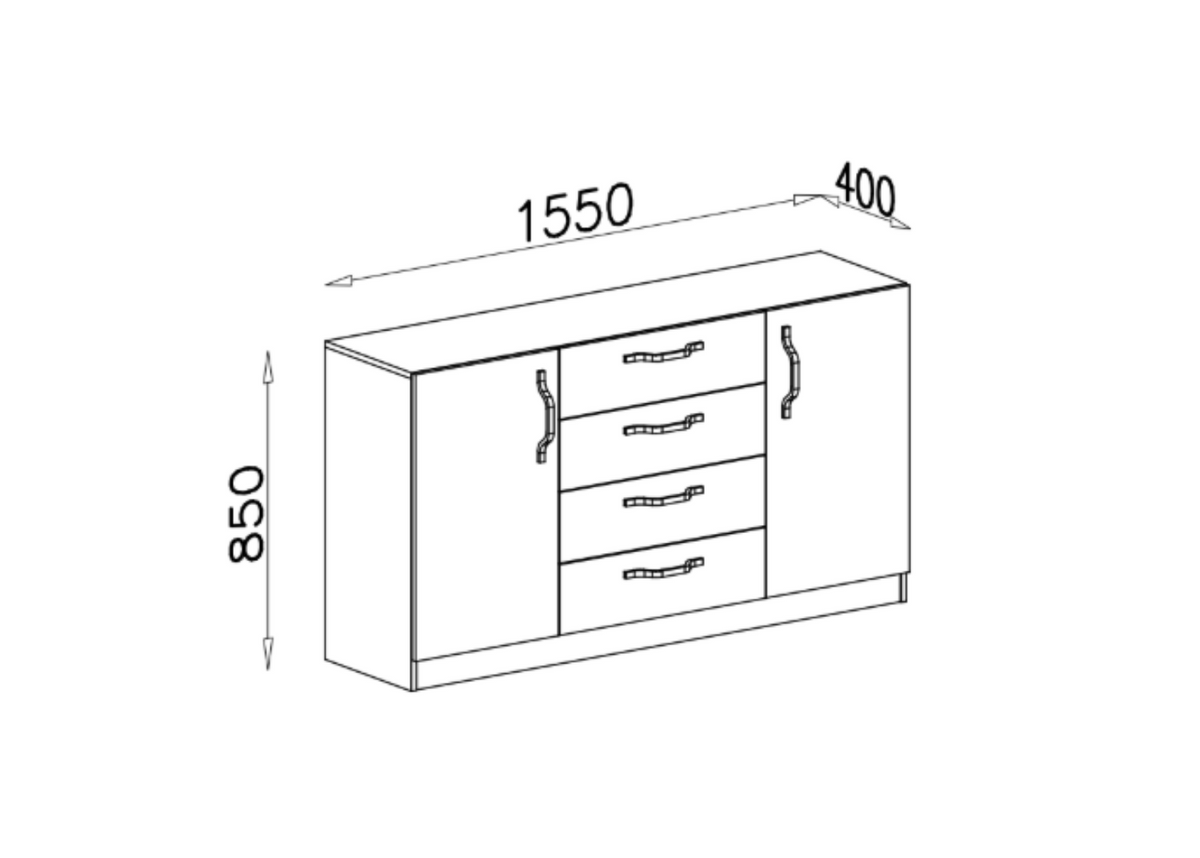 Komoda ZIP 150 cm metalowy uchwyt Dąb cremona