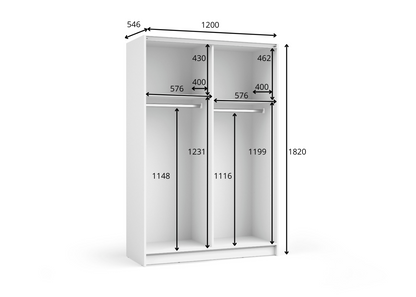 Szafa przesuwna z lustrem HELIAN 120 cm Czarny