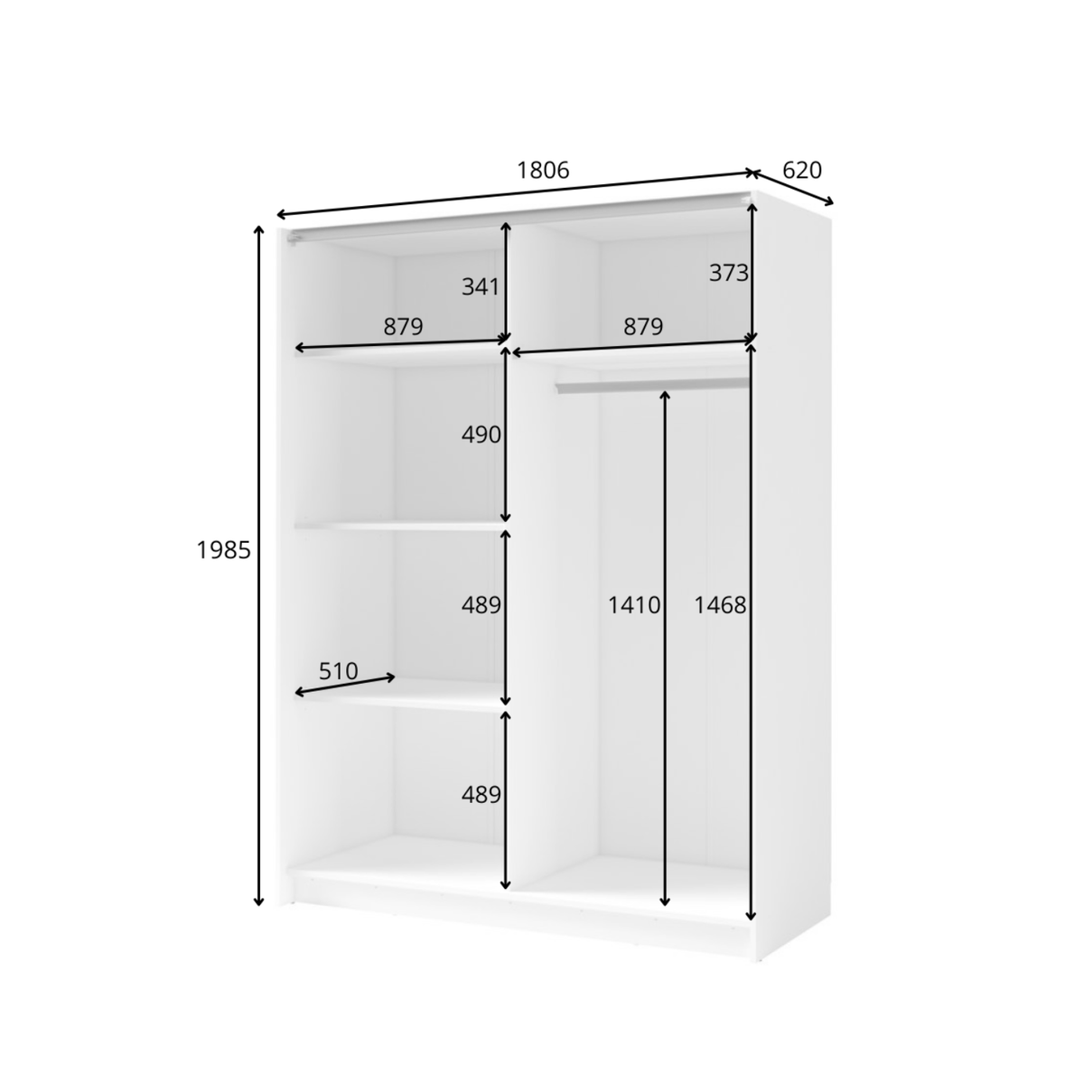 Szafa przesuwna z lustrem KOMAHO 180 cm Dąb sonoma