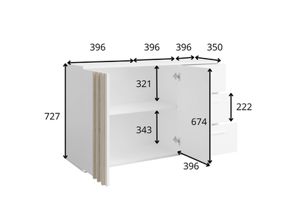 Komoda FENDO z szufladami 120 cm Biały