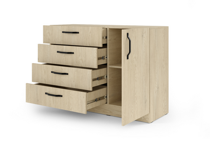 Komoda ZIP 120 cm metalowy uchwyt Dąb cremona